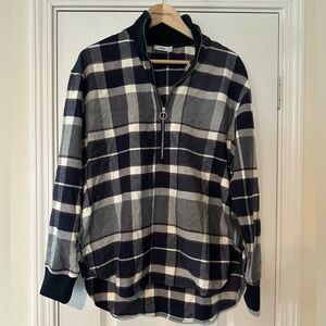 Closed Oversized Pullover 1/2 Zip Plaid